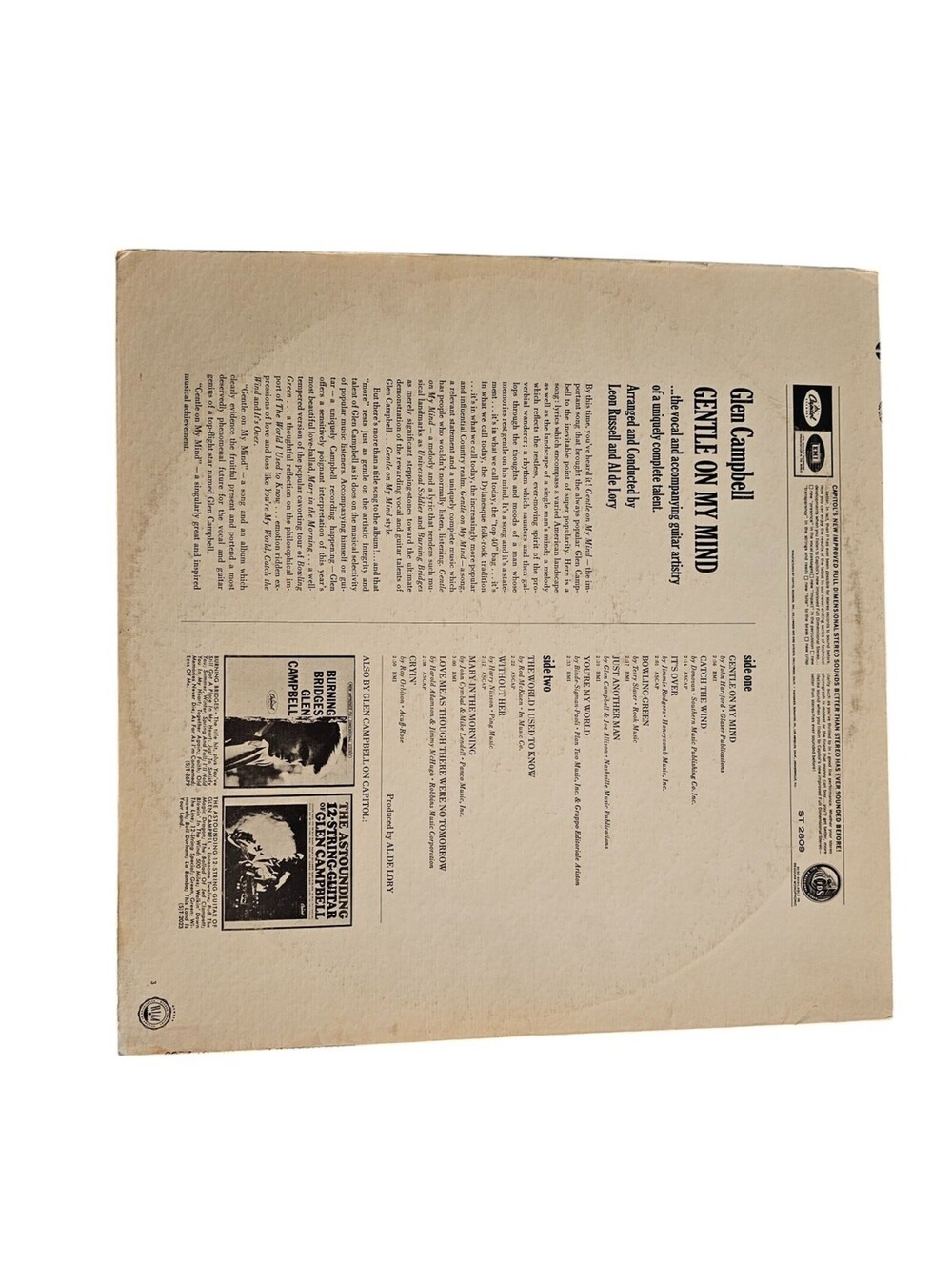 Glenn Campbell - Gentle on my Mind 1967 LP Vinyl Record Album Capitol - Picture 2 of 3